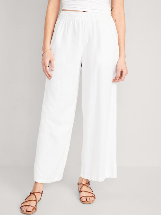 High-Waisted Linen-Blend Wide-Leg Pants for Women