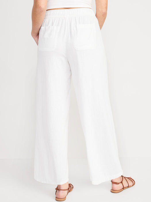 High-Waisted Linen-Blend Wide-Leg Pants for Women