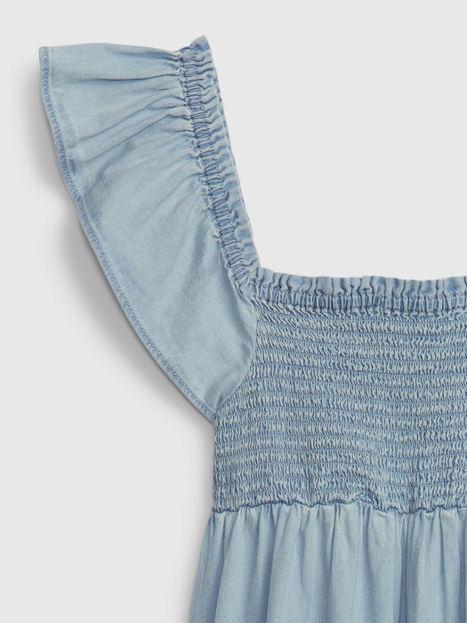 Kids Smocked Denim Dress with Washwell
