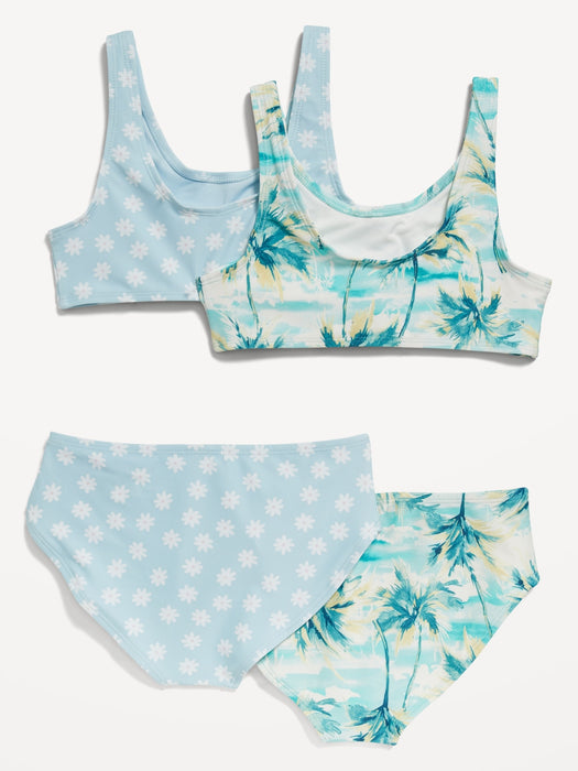 4-Piece Tie-Front Bikini Swim for Girls