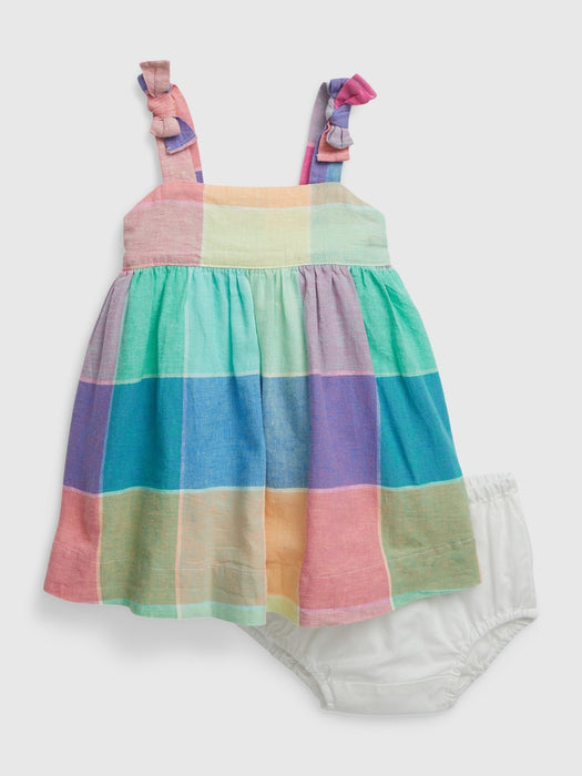Baby Linen-Cotton Spring Plaid Dress