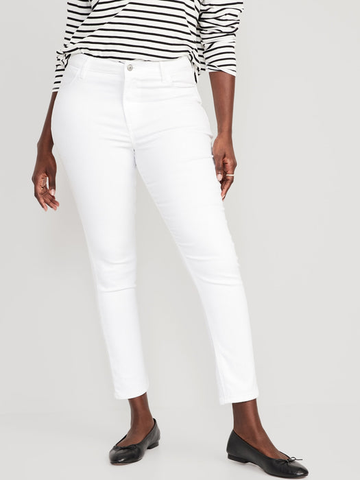 High-Waisted Wow Super-Skinny White Ankle Jeans for Women