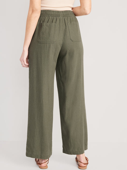 High-Waisted Linen-Blend Wide-Leg Pants for Women