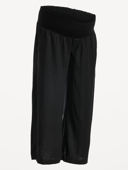 Maternity Linen-Blend Wide-Leg Pants
