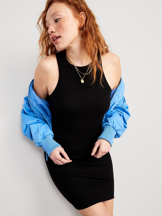 Fitted Sleeveless Rib-Knit Mini Dress for Women