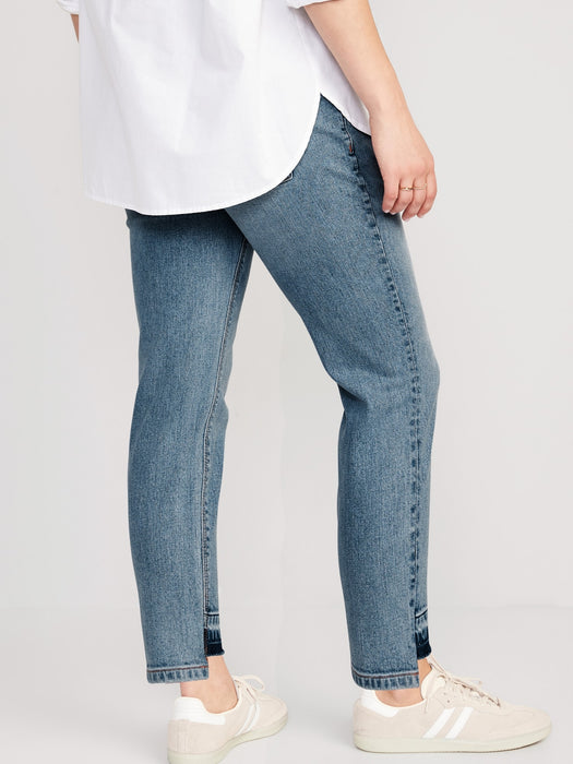 Maternity Full Panel Cropped Step-Hem Boyfriend Straight Jeans