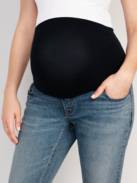 Maternity Full Panel Cropped Step-Hem Boyfriend Straight Jeans