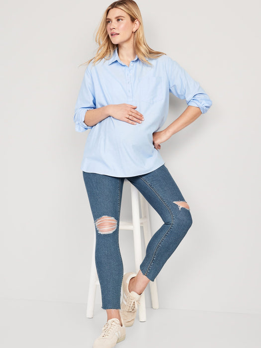 Maternity Premium Full Panel Rockstar Super Skinny Ripped Ankle Jeans