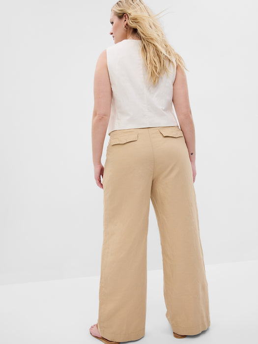 Linen-Cotton Pleated Pants