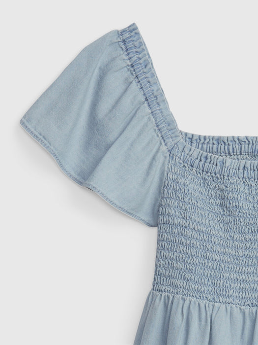 Kids Smocked Denim Top with Washwell