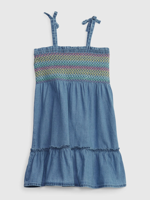 Toddler Denim Smocked Dress with Washwell