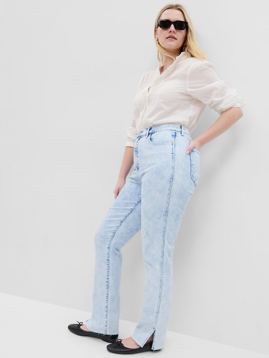 High Rise Split-Hem Vintage Slim Jeans with Washwell