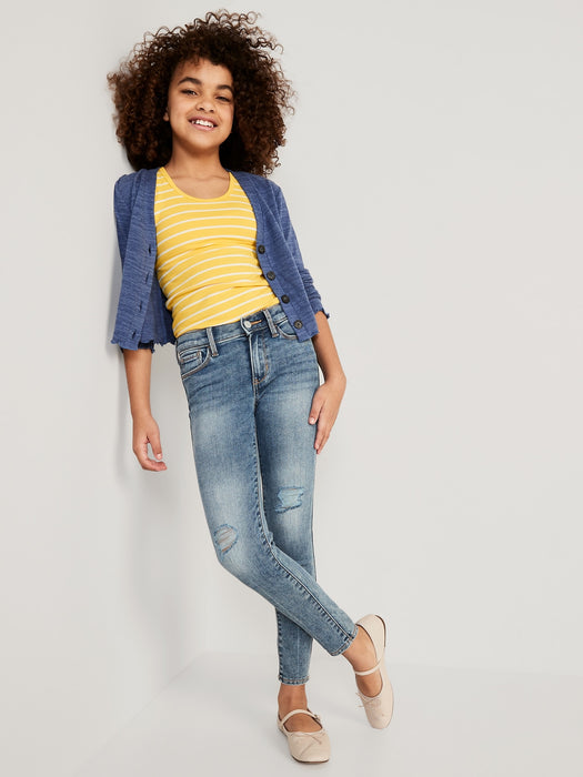 High-Waisted Rockstar 360° Stretch Ripped Jeggings for Girls