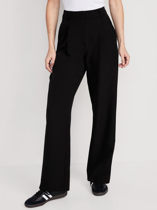 Extra High-Waisted Pleated Taylor Trouser Wide-Leg Pants for Women