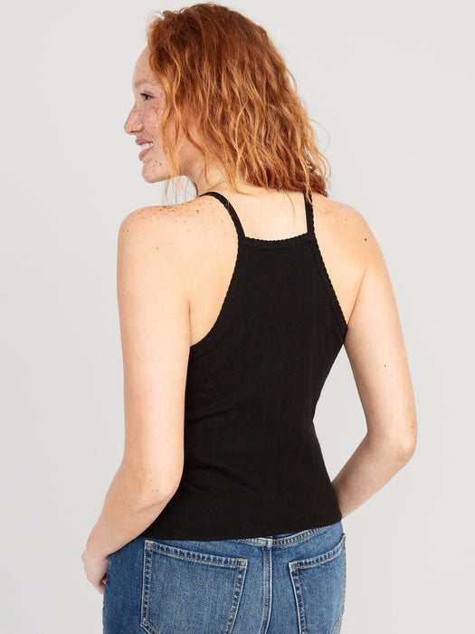 Scallop-Trimmed Pointelle-Knit Cami Top for Women