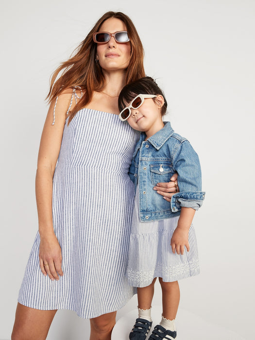 Striped Cutout Midi Shirt Dress for Women