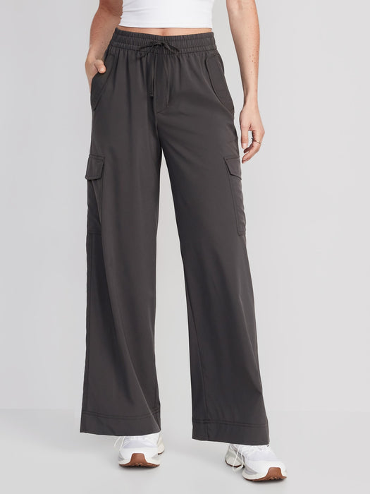 High-Waisted StretchTech Wide-Leg Cargo Pants for Women