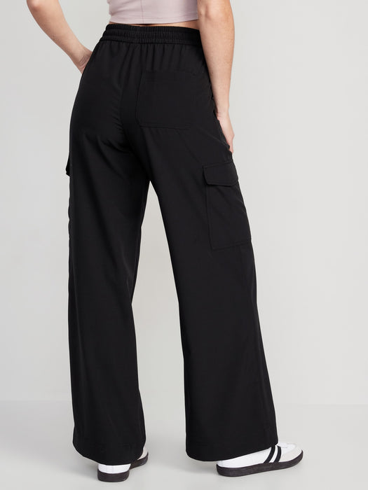 High-Waisted StretchTech Wide-Leg Cargo Pants for Women