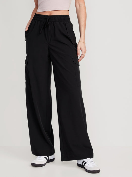 High-Waisted StretchTech Wide-Leg Cargo Pants for Women