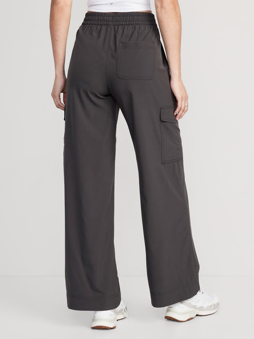 High-Waisted StretchTech Wide-Leg Cargo Pants for Women