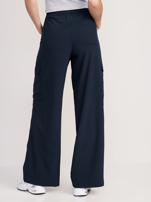 High-Waisted StretchTech Cargo Wide-Leg Pants for Women