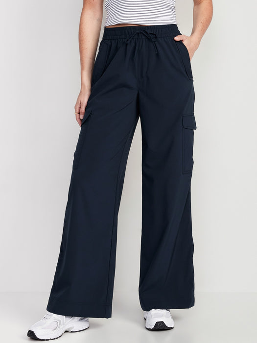High-Waisted StretchTech Wide-Leg Cargo Pants for Women