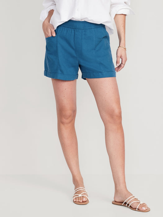 High-Waisted Linen-Blend Utility Shorts for Women -- 3.5-inch inseam