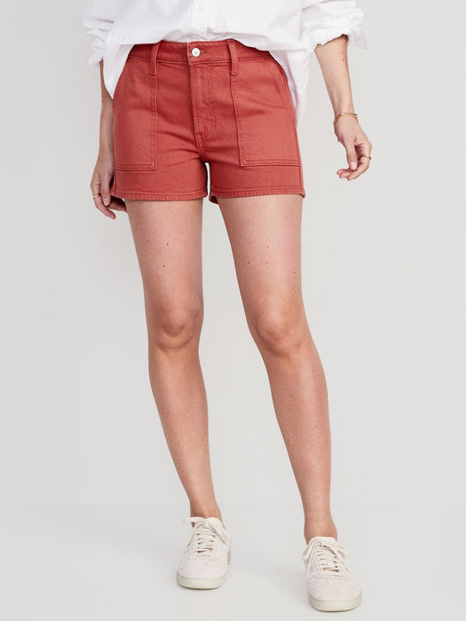 High-Waisted OG Loose Pop-Color Jean Utility Shorts for Women -- 3-inch inseam