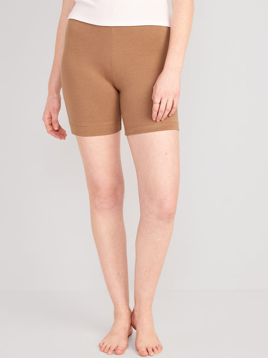 High-Waisted Jersey Biker Shorts -- 6-inch inseam