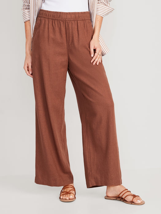 High-Waisted Linen-Blend Wide-Leg Pants for Women