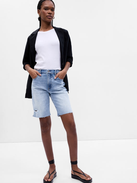 9" High Rise Bermuda Shorts with Washwell