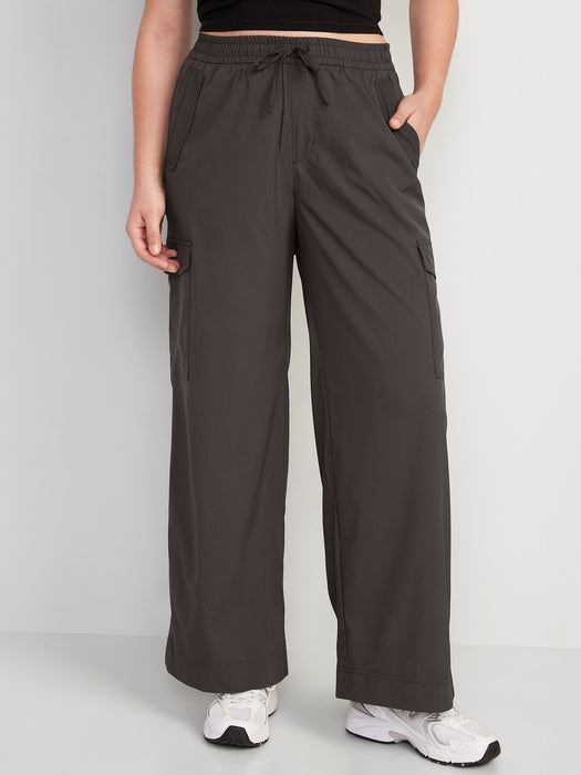 High-Waisted StretchTech Wide-Leg Cargo Pants for Women