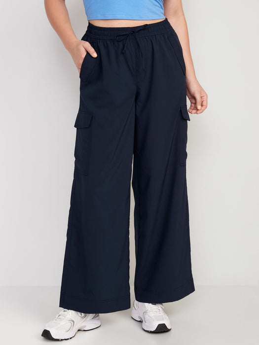 High-Waisted StretchTech Wide-Leg Cargo Pants