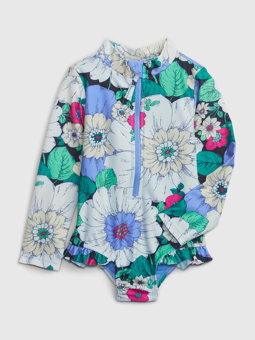 Toddler Recycled Floral Rash Guard Swim One-Piece