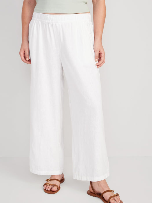 High-Waisted Linen-Blend Wide-Leg Pants for Women