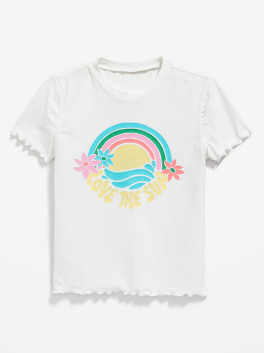 Lettuce-Edge Swim Rashguard Top for Girls