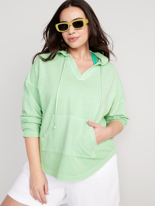 Slouchy French-Terry Tunic Hoodie for Women