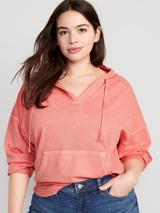 Slouchy French-Terry Tunic Hoodie for Women