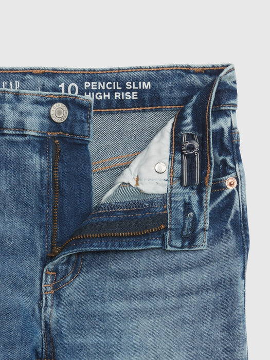 Kids High Rise Vintage Slim Jeans with Washwell