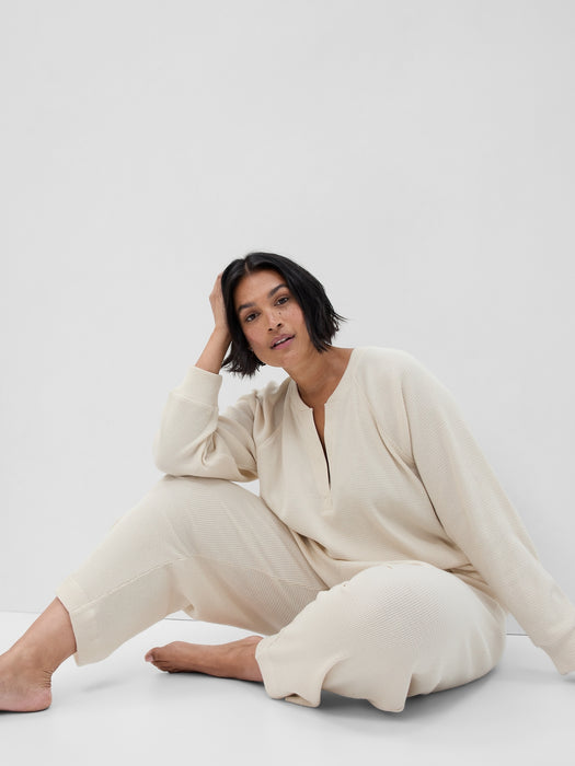 Waffle Split-Neck PJ Top