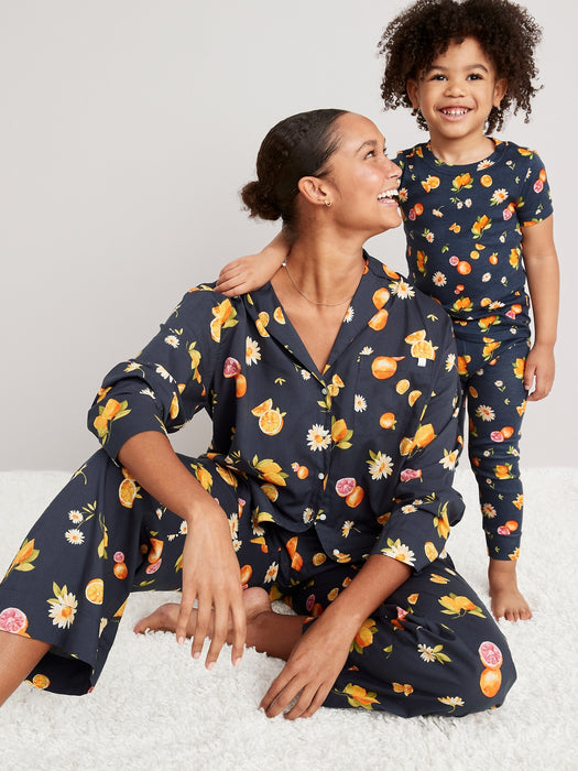 Matching Gender-Neutral Snug-Fit Printed Pajama Set for Kids