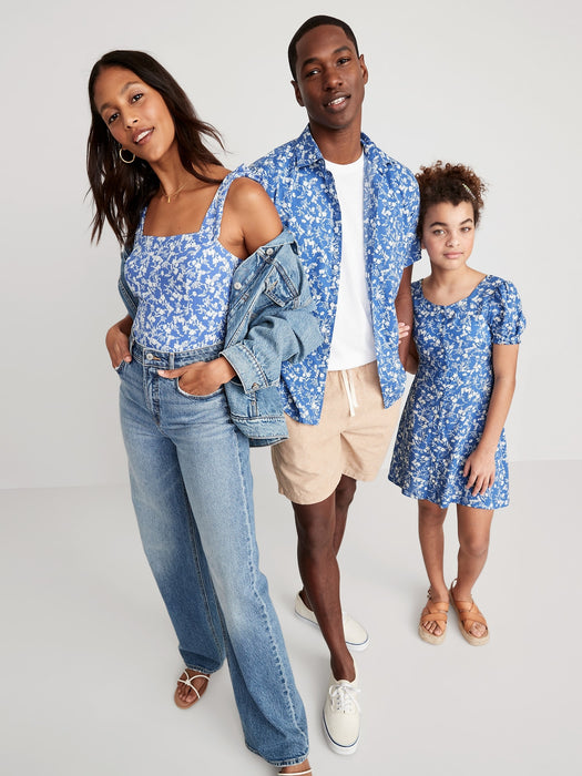 Printed Poplin Flutter-Sleeve Top & Bloomer Shorts Set for Baby