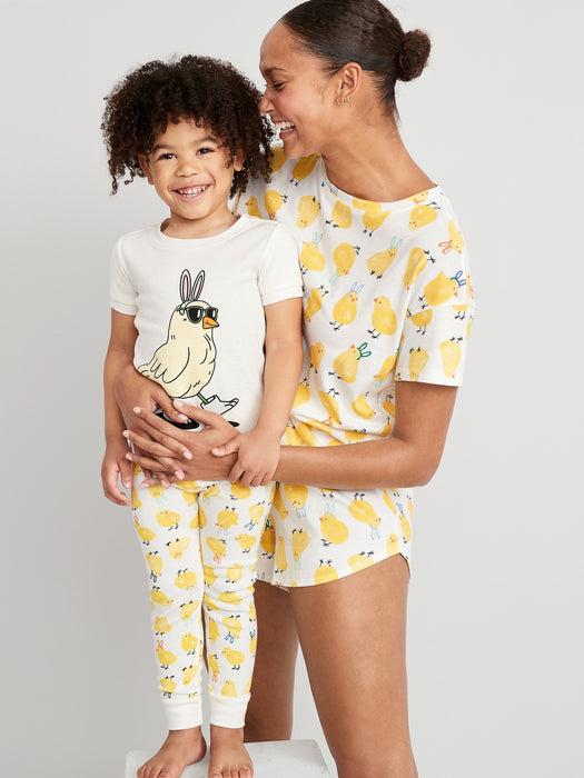 Matching Gender-Neutral Snug-Fit Printed Pajama Set for Kids