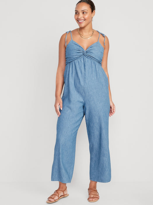 Tie-Strap Twist-Front Jumpsuit for Women