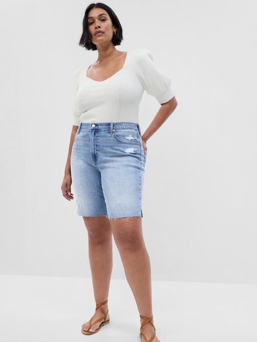 9" High Rise Bermuda Shorts with Washwell