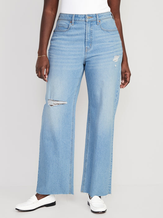 Curvy Extra High-Waisted Cut-Off Wide-Leg Jeans for Women