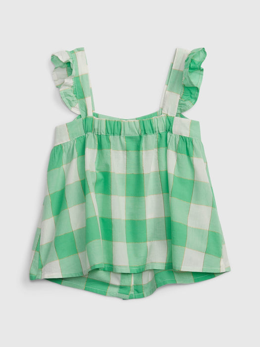 Toddler Shiny Gingham Button-Front Top
