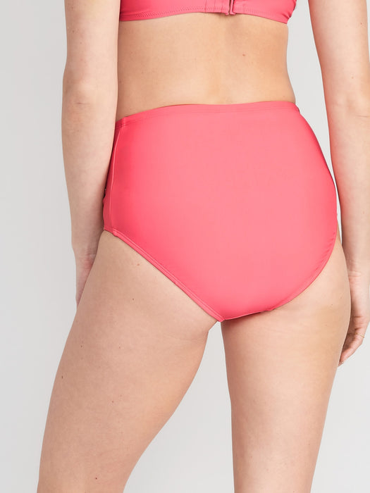 High-Waisted Printed Ruched Bikini Swim Bottoms for Women