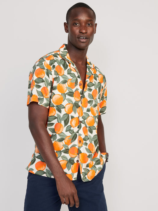 Short-Sleeve Printed Camp Shirt for Men