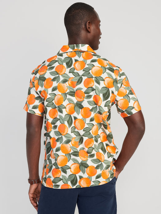 Short-Sleeve Printed Camp Shirt for Men